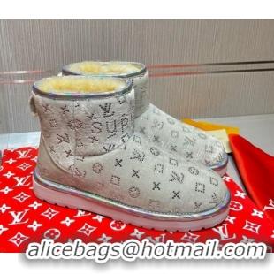 Best Price Louis Vuitton Supreme Crystal Wool Ankle Boots 111798 Silver