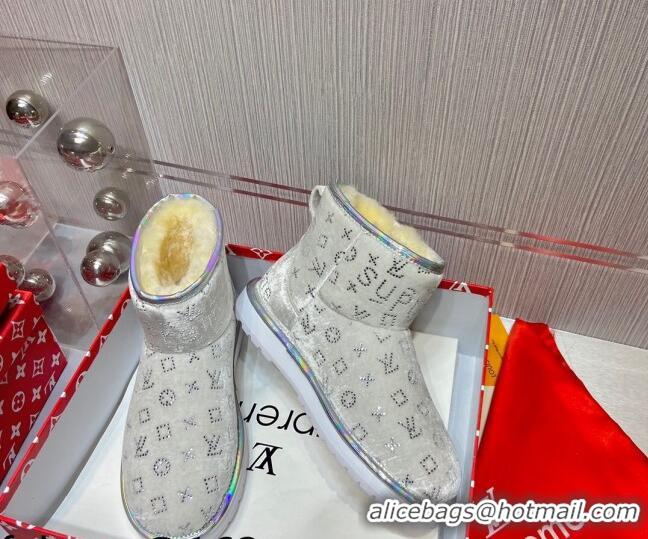 Best Price Louis Vuitton Supreme Crystal Wool Ankle Boots 111798 Silver