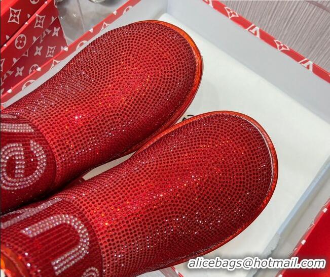 Top Quality Louis Vuitton Supreme Crystal Wool Ankle Boots 1117102 Red