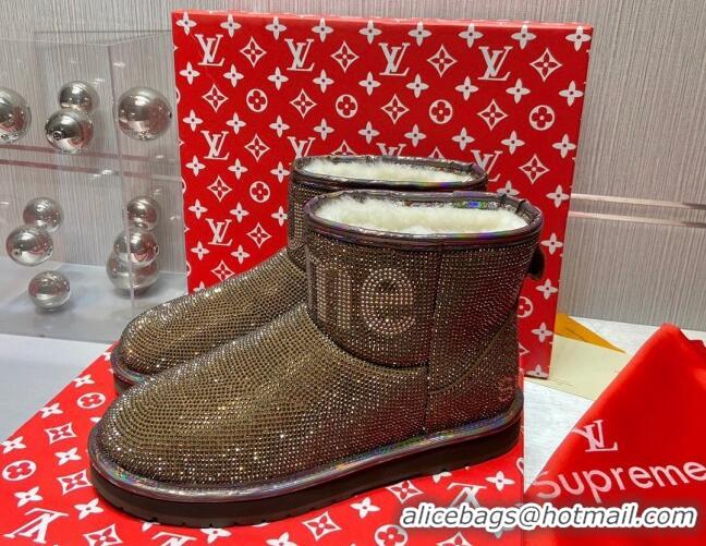 Good Quality Louis Vuitton Supreme Crystal Wool Ankle Boots 1117102 Gold