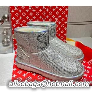 Fashion Louis Vuitton Supreme Crystal Wool Ankle Boots 1117102 Silver