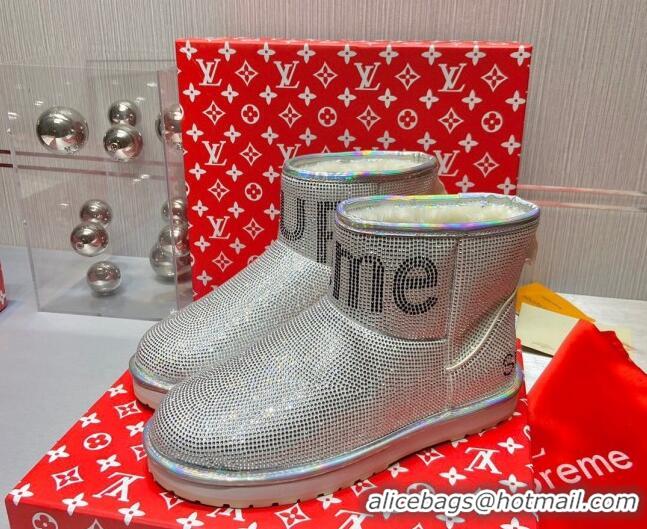 Fashion Louis Vuitton Supreme Crystal Wool Ankle Boots 1117102 Silver