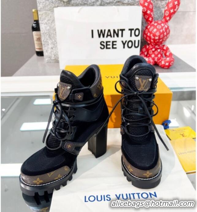 Top Quality Louis Vuitton Star Trail Suede and Mesh Ankle Boots Black 1117115