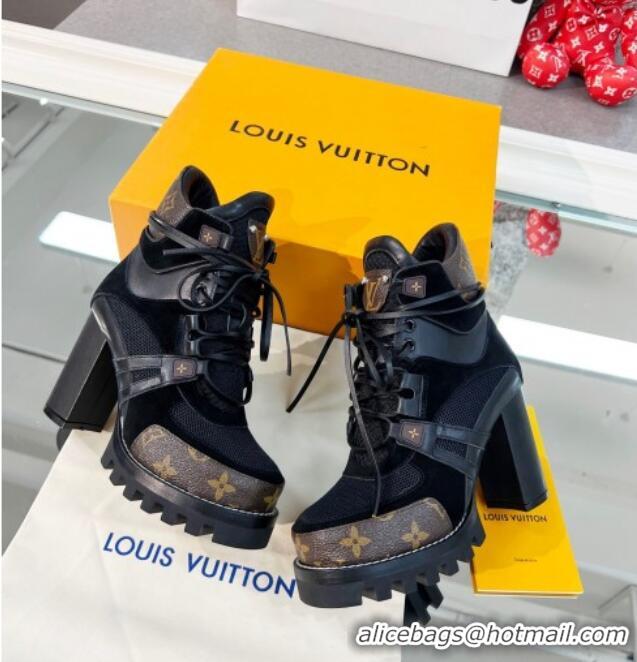 Top Quality Louis Vuitton Star Trail Suede and Mesh Ankle Boots Black 1117115