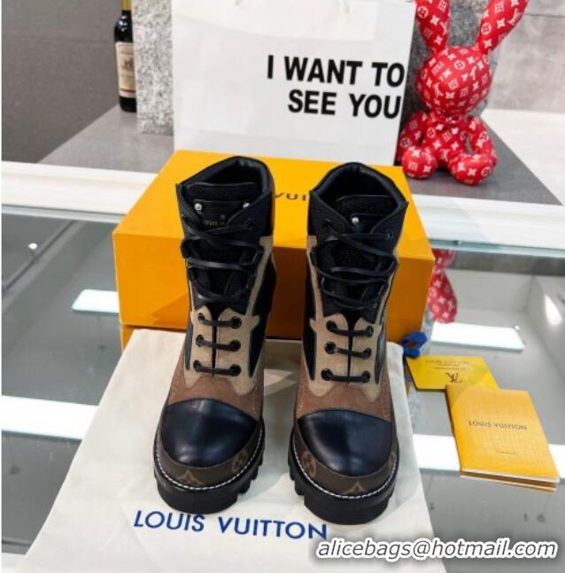 Duplicate Louis Vuitton Star Trail Suede and Leather Ankle Boots Beige/Black 1117117