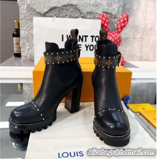 Perfect Louis Vuitton Star Trail Studded Leather Ankle Boots Black 1117119