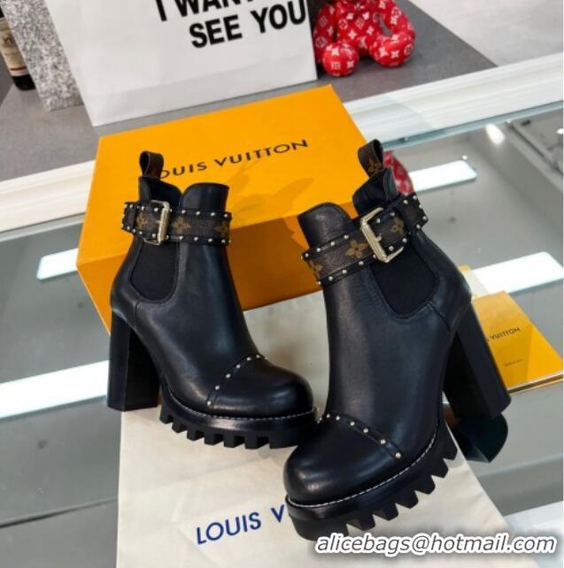 Perfect Louis Vuitton Star Trail Studded Leather Ankle Boots Black 1117119