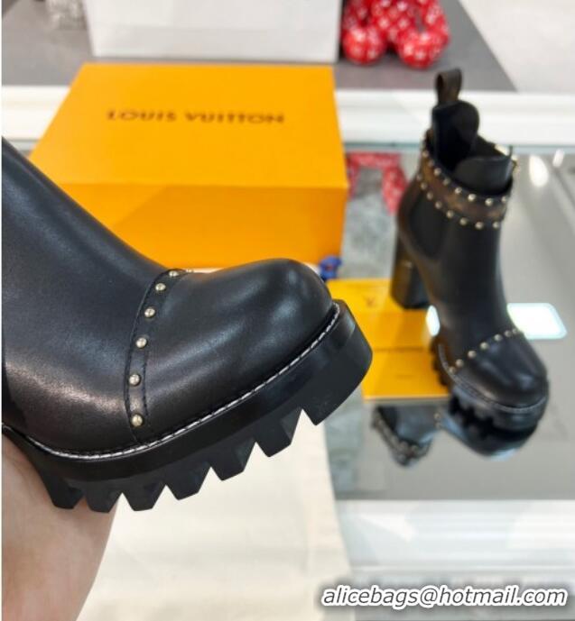 Perfect Louis Vuitton Star Trail Studded Leather Ankle Boots Black 1117119