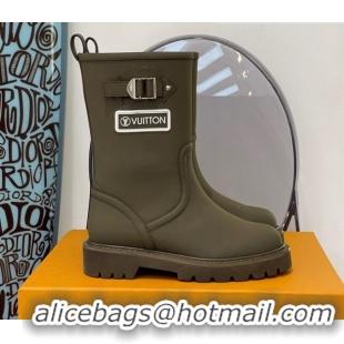 Charming Louis Vuitton Territory Flat Leather Half Boots with Buckle 117125 Green