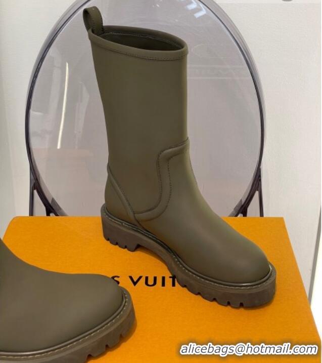 Charming Louis Vuitton Territory Flat Leather Half Boots with Buckle 117125 Green