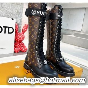 Best Product Louis Vuitton Territory Flat High Range Monogram Canvas Boots 111801 Brown