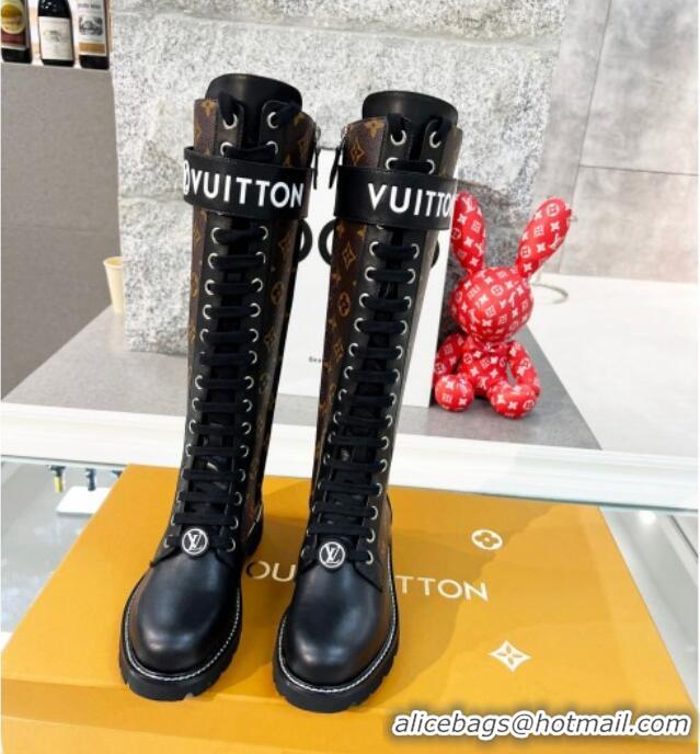 Best Product Louis Vuitton Territory Flat High Range Monogram Canvas Boots 111801 Brown