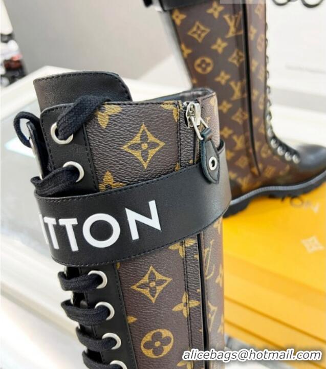 Best Product Louis Vuitton Territory Flat High Range Monogram Canvas Boots 111801 Brown