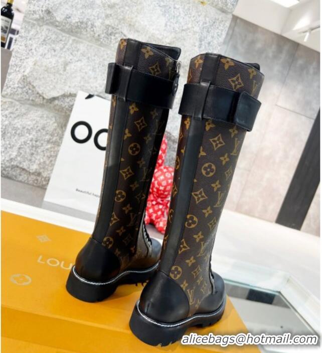 Best Product Louis Vuitton Territory Flat High Range Monogram Canvas Boots 111801 Brown