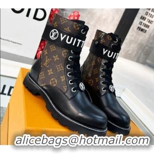 New Style Louis Vuitton Territory Flat Ankle Range Monogram Canvas Boots 111803 Brown