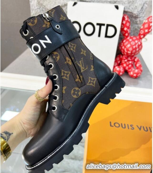 New Style Louis Vuitton Territory Flat Ankle Range Monogram Canvas Boots 111803 Brown