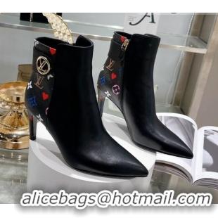 Perfect Louis Vuitton Afterglow Leather and Monogram Canvas Ankle Boots 9cm 111805 Black/Multicolor