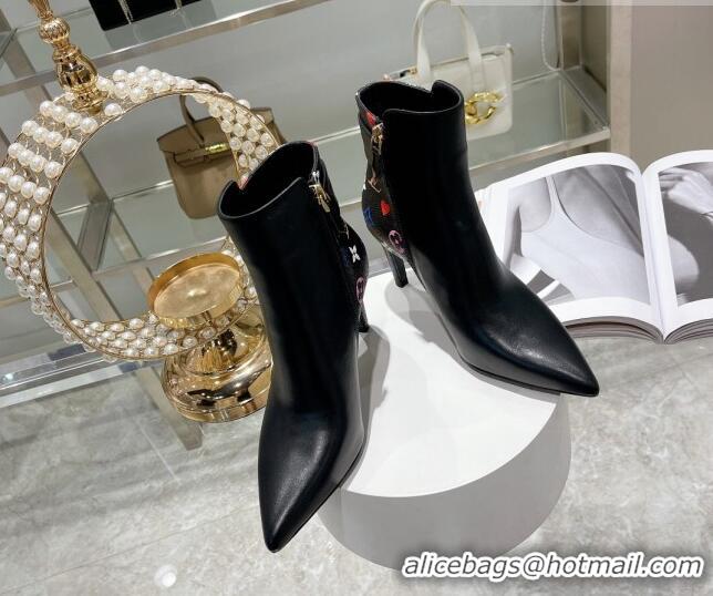 Perfect Louis Vuitton Afterglow Leather and Monogram Canvas Ankle Boots 9cm 111805 Black/Multicolor