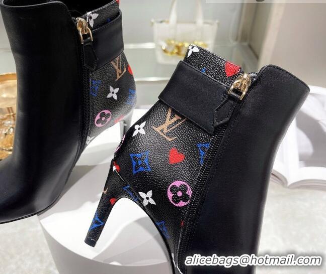 Perfect Louis Vuitton Afterglow Leather and Monogram Canvas Ankle Boots 9cm 111805 Black/Multicolor