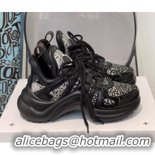 Classic Hot Louis Vuitton LV Archlight Sparkling Glitter Sneakers Black 112440