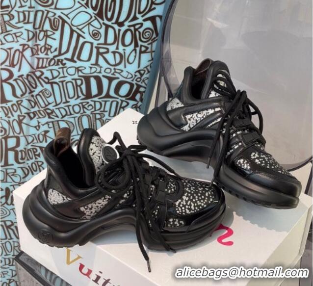 Classic Hot Louis Vuitton LV Archlight Sparkling Glitter Sneakers Black 112440