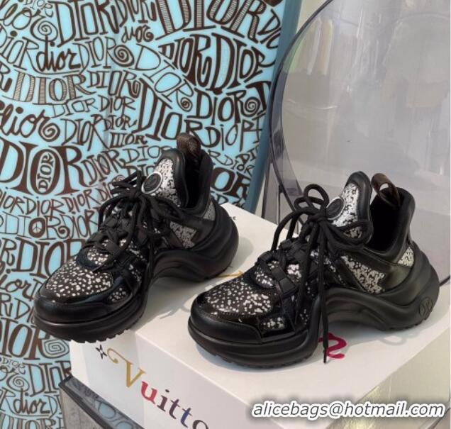 Classic Hot Louis Vuitton LV Archlight Sparkling Glitter Sneakers Black 112440