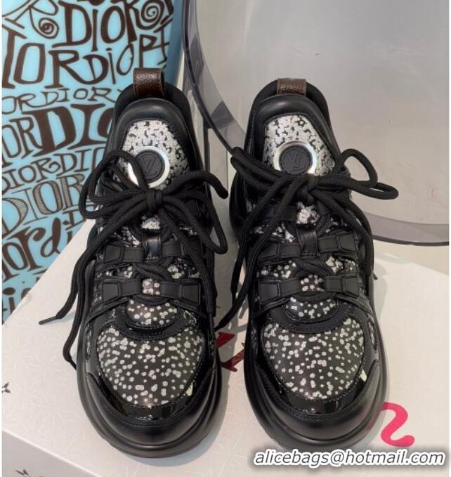 Classic Hot Louis Vuitton LV Archlight Sparkling Glitter Sneakers Black 112440