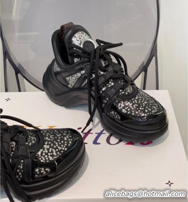 Classic Hot Louis Vuitton LV Archlight Sparkling Glitter Sneakers Black 112440