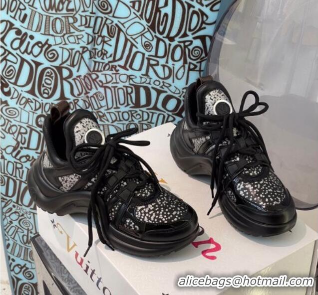 Classic Hot Louis Vuitton LV Archlight Sparkling Glitter Sneakers Black 112440