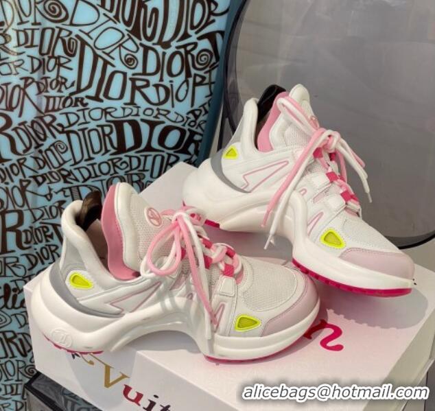 Best Grade Louis Vuitton LV Archlight Fabric Textile Sneakers 112440 Rose Pink