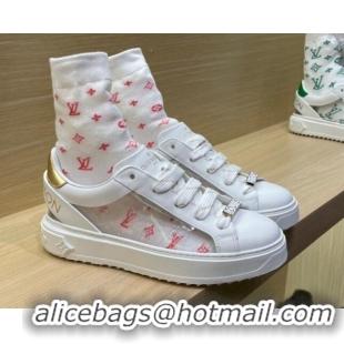 Low Cost Louis Vuitton Time Out Monogram Socks Sneakers 112445 Pink/Gold