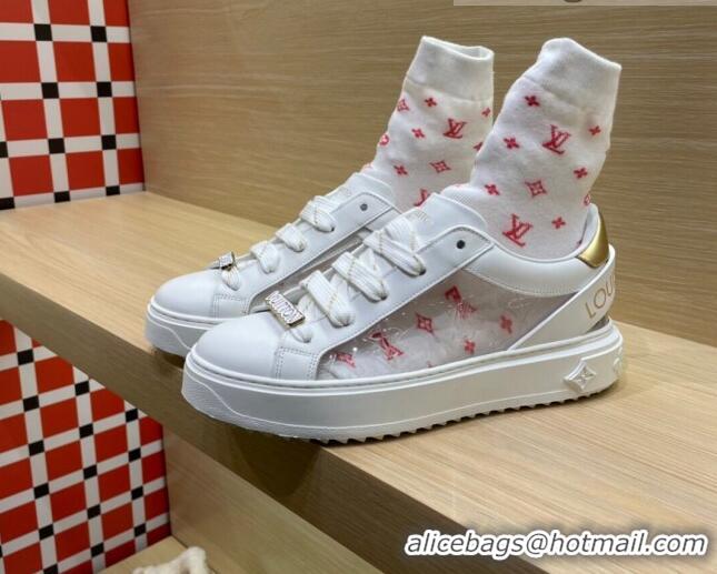 Low Cost Louis Vuitton Time Out Monogram Socks Sneakers 112445 Pink/Gold