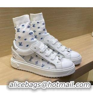 Grade Design Louis Vuitton Time Out Monogram Socks Sneakers 112445 Blue/Silver