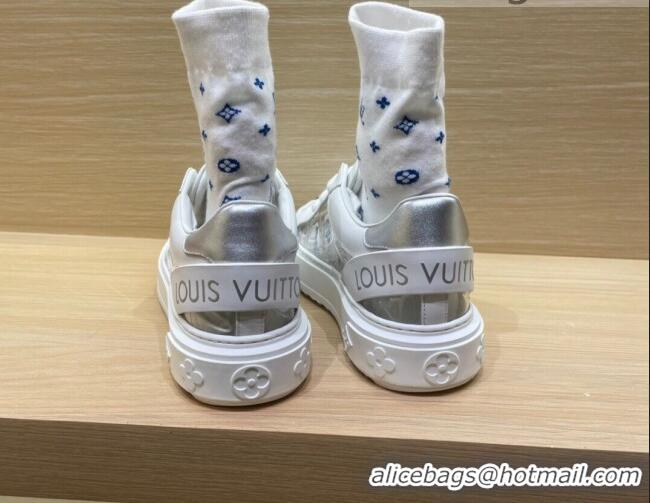 Grade Design Louis Vuitton Time Out Monogram Socks Sneakers 112445 Blue/Silver