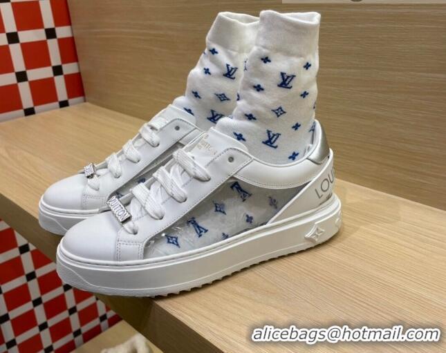 Grade Design Louis Vuitton Time Out Monogram Socks Sneakers 112445 Blue/Silver