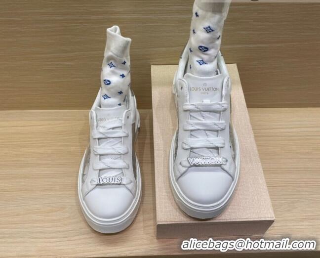 Grade Design Louis Vuitton Time Out Monogram Socks Sneakers 112445 Blue/Silver