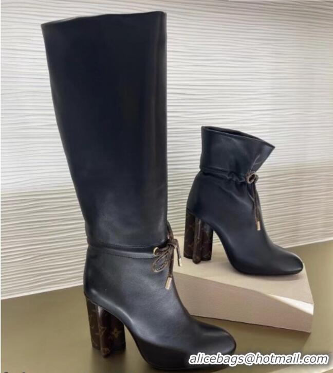 Top Quality Louis Vuitton Silhouette Laced High Boots Black 112449