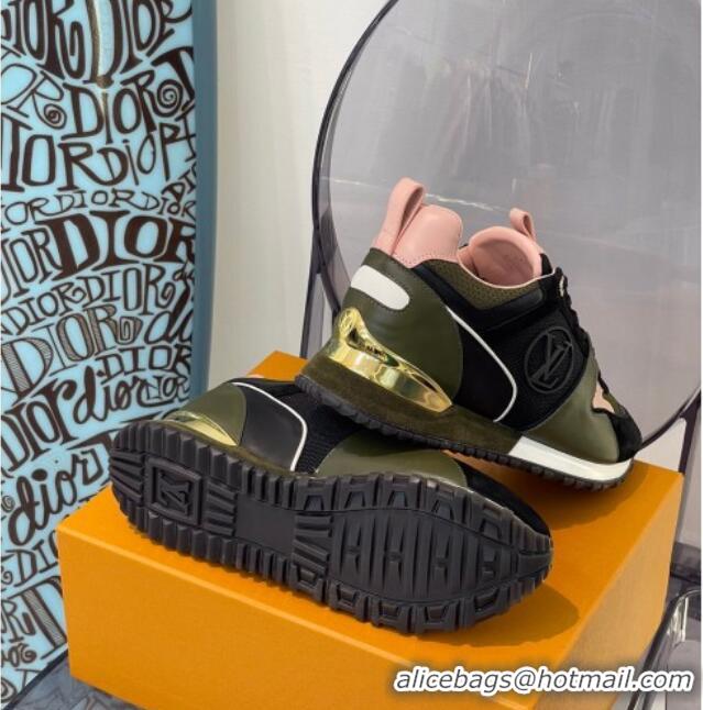 Lowest Price Louis Vuitton Run Away Sneakers Khaki Green/Pink 112456