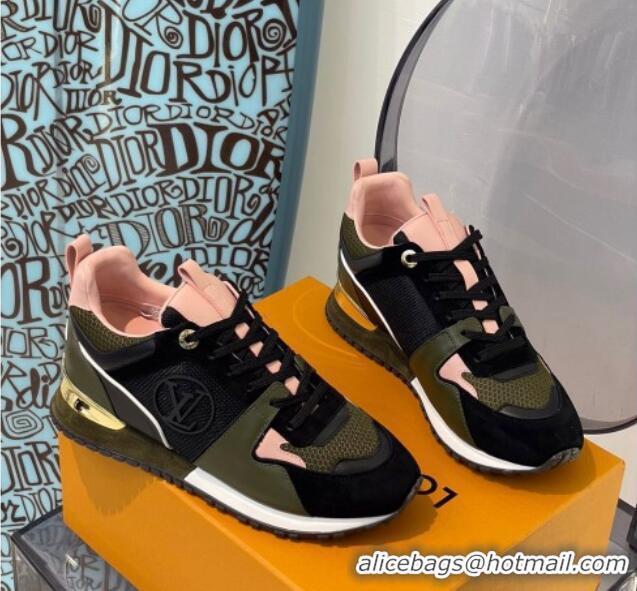 Lowest Price Louis Vuitton Run Away Sneakers Khaki Green/Pink 112456