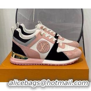 Luxurious Louis Vuitton Run Away Suede and Nylon Sneakers Pink/Black 112457