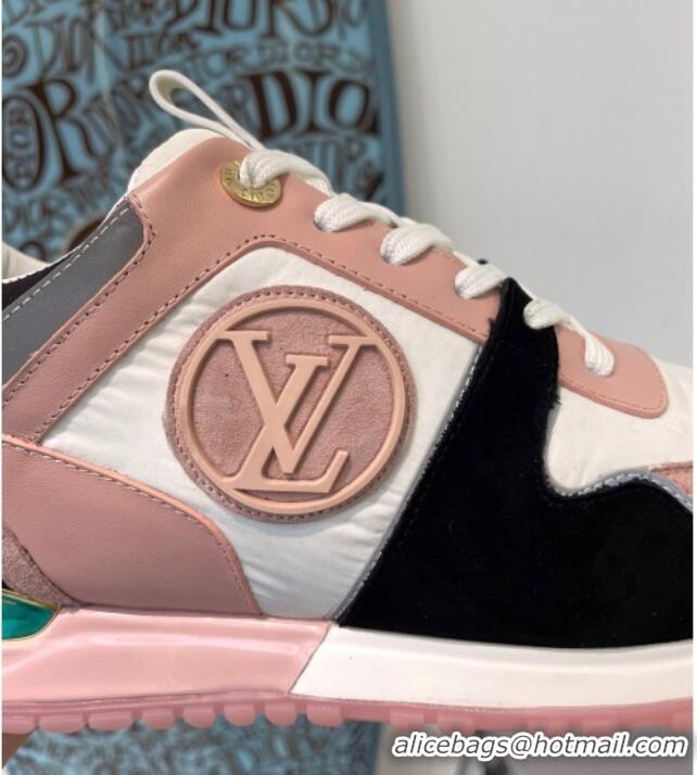 Luxurious Louis Vuitton Run Away Suede and Nylon Sneakers Pink/Black 112457