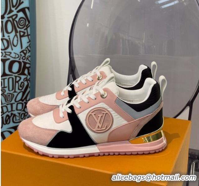 Luxurious Louis Vuitton Run Away Suede and Nylon Sneakers Pink/Black 112457