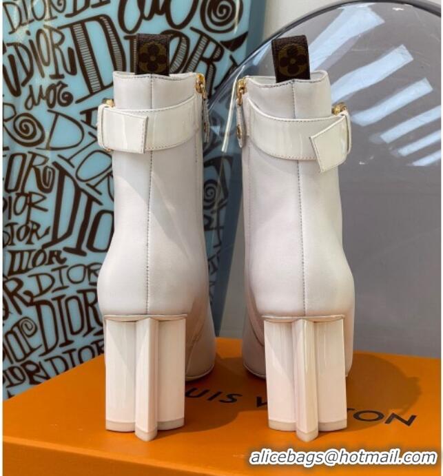 Charming Louis Vuitton Silhouette Monogram Strap Ankle Boots 112450 White