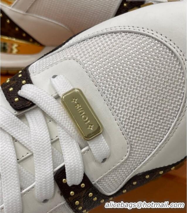 Top Grade Louis Vuitton Run Away Stud Monogram Sneakers White 112460