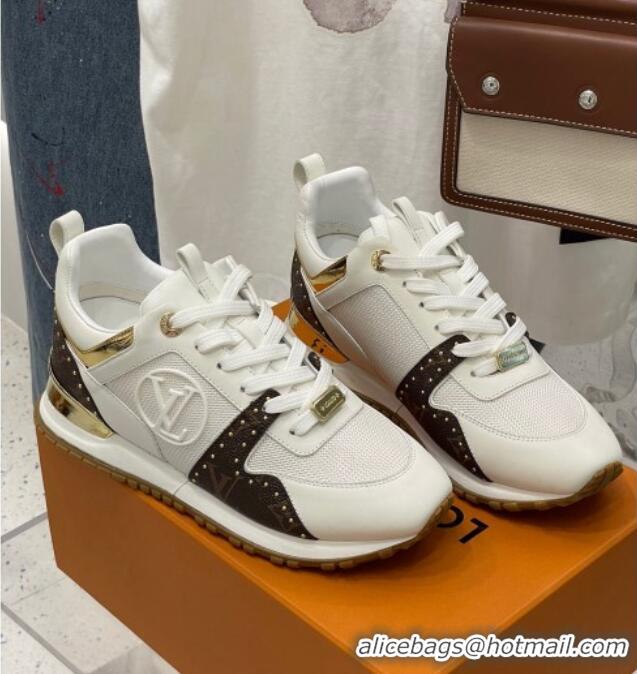 Top Grade Louis Vuitton Run Away Stud Monogram Sneakers White 112460