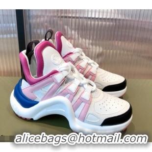 Shop Duplicate Louis Vuitton LV Archlight Leather Sneakers 112461 White/Pink