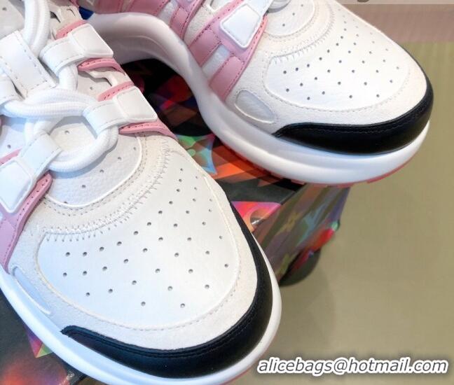 Shop Duplicate Louis Vuitton LV Archlight Leather Sneakers 112461 White/Pink