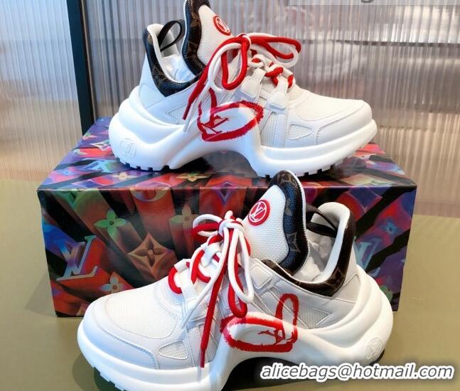 Discount Louis Vuitton LV Archlight Love Sneakers White/Red 112465