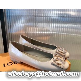 Fashion Louis Vuitton Patent Leather LV Buckle Flat Ballerinas 112471 Nude