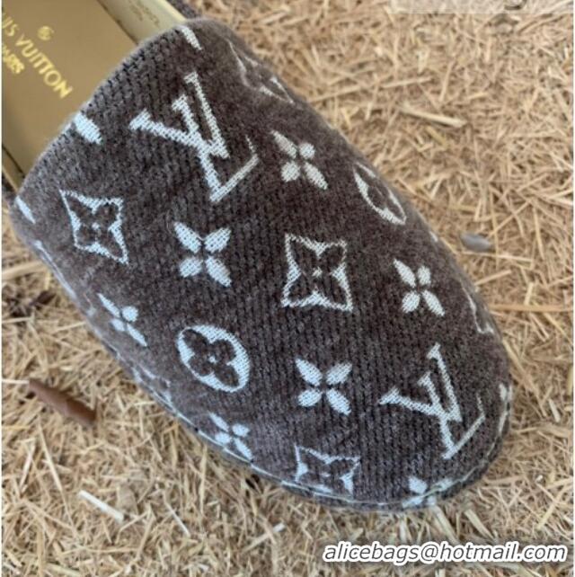 Good Quality Louis Vuitton Monogram Velvet Flat Espadrilles 112474 Grey